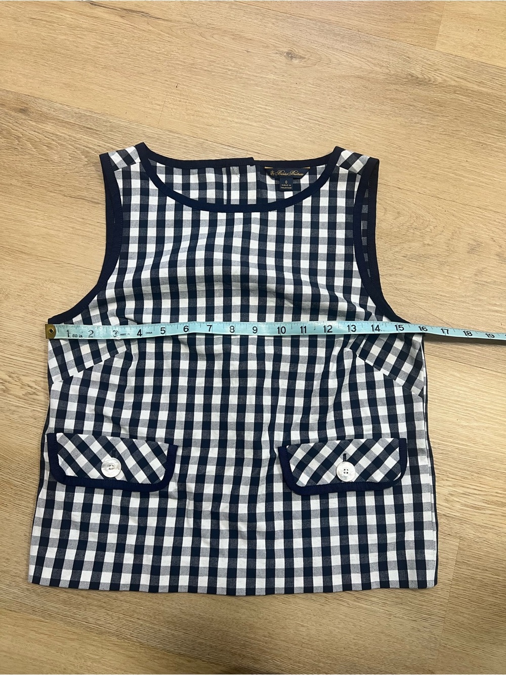 Brooks Brothers Navy and White Gingham Sleeveless Top - Picture 3 of 5